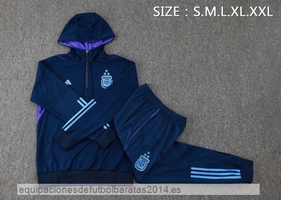 Nuevo Conjunto Completo Chaqueta Con Capucha Argentina 2023 Azul Marino Baratas